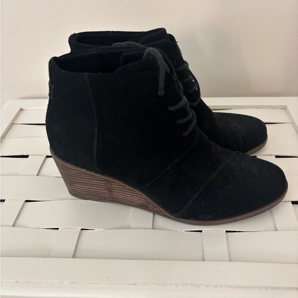Toms Black Suede Ankle Booties